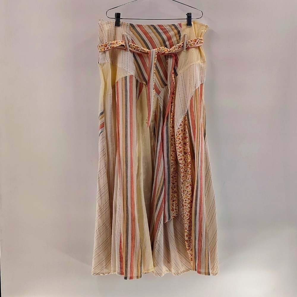 MetroStyle Vintage Gypsy Boho Prairiecore Patchwork Maxi Skirt Size 12 NWOT